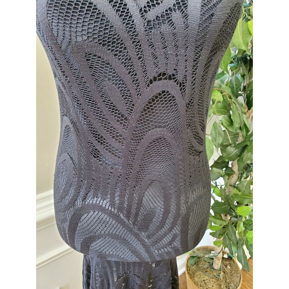 Boutique Style Solid Black Nylon Off The Shoulders Bodycon Dress Size Small