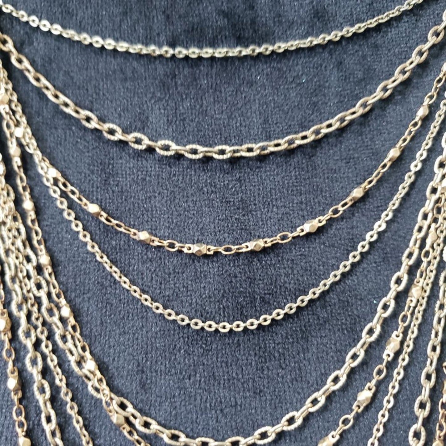 Coldwater Greek Womens Vintage Gold Tone Monet Multi Strand Chain Necklace
