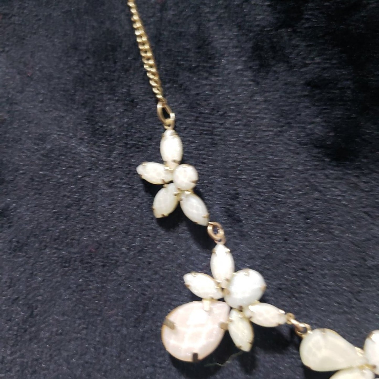 Claire's Womens White Floral Beaded Fashion Statement  Necklace