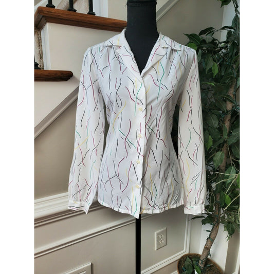 Haberdashery Women's 100% Polyester Collared Long Sleeve Vintage Top Dress Med