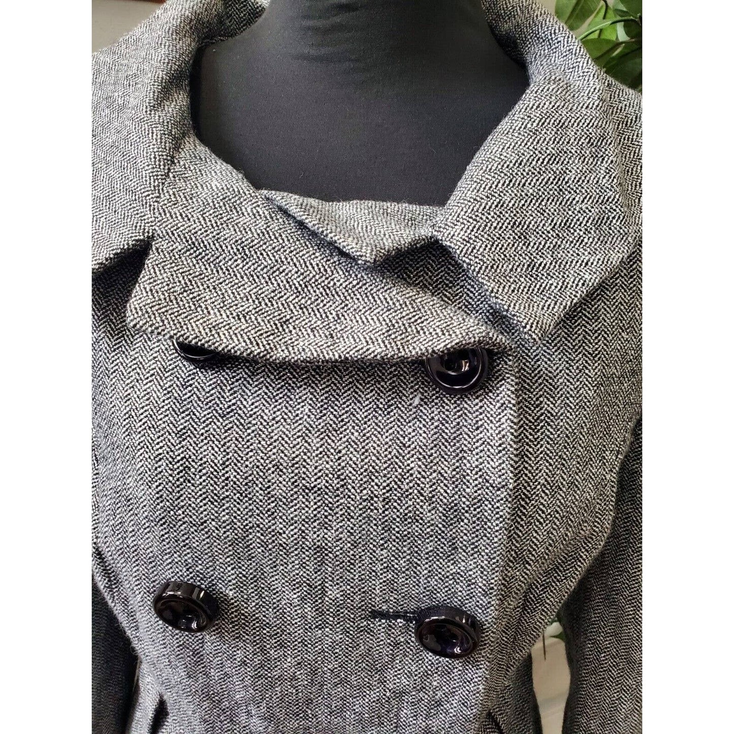 Conspicous Women's Gray Wool Long Sleeve Double Breasted Casual Fitted Blazer 8