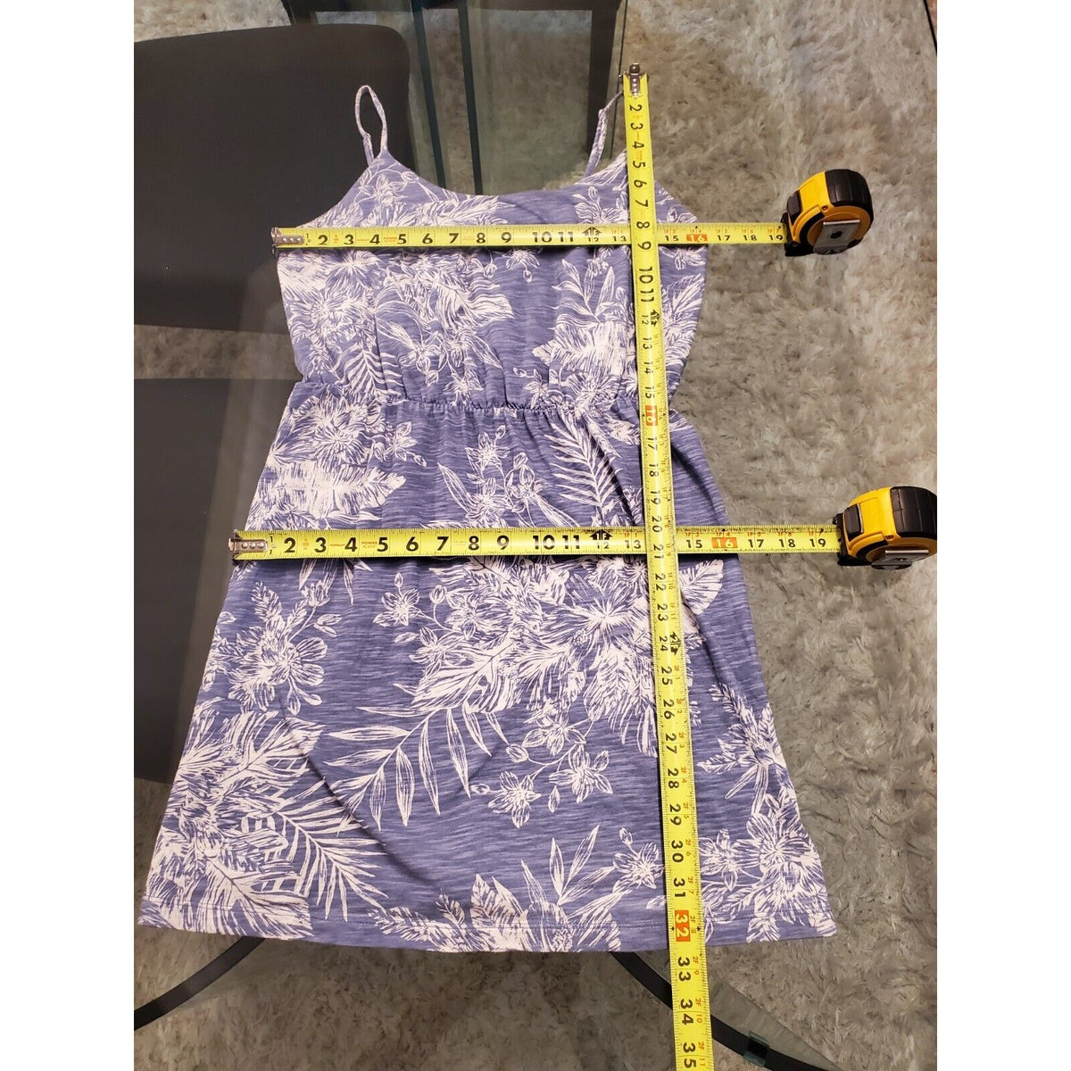 Old Navy Women's Blue Floral Cotton Scoop Neck Sleeveless Knee Length Dress M