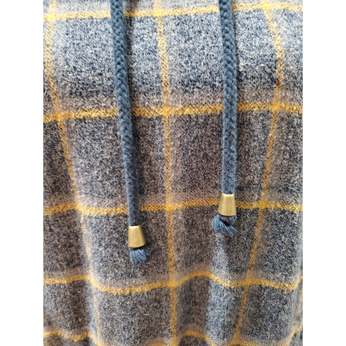 Forever 21 Women's Gray Plaid Cotton Long Sleeve Drawstring Knit Sweater Size S