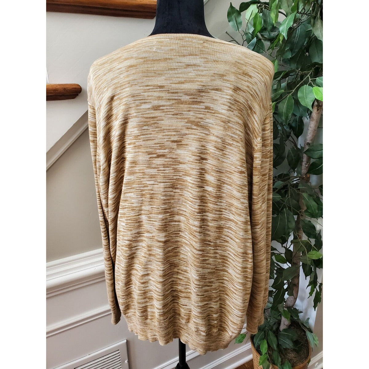 Kasper Women's Brown Cotton Top & Long Sleeves Ruffled Cardigan Sweater Size 3X