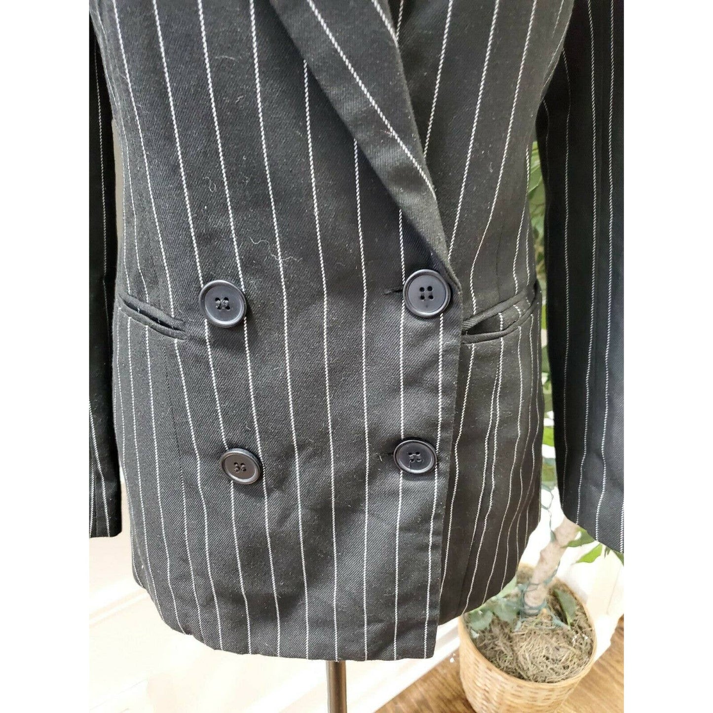 Forever 21 Women's Black Lined Polyester Double Breasted Casual Blazer Size S