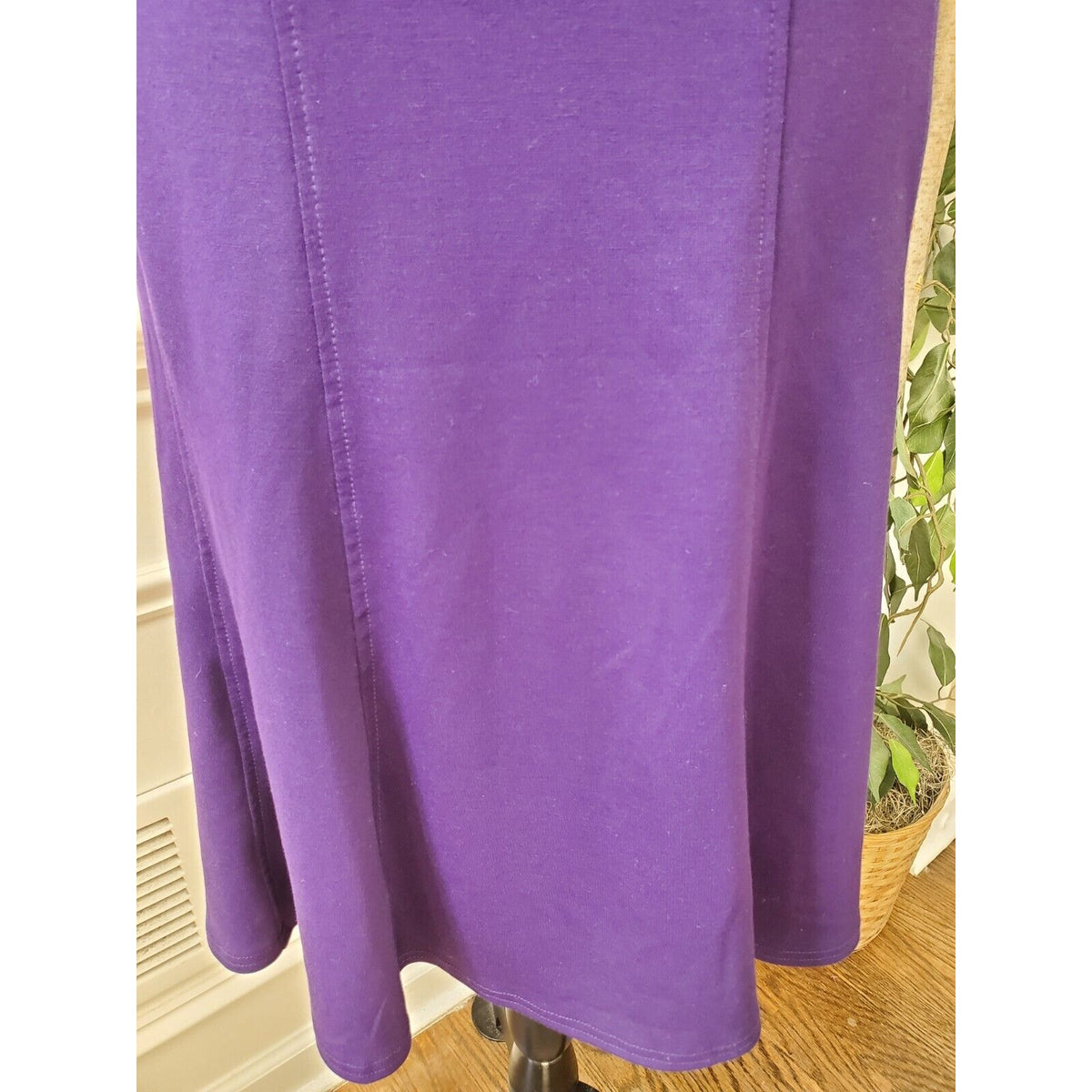 Spense Women's Purple Solid Polyester Cowl Neck Sleeveless Knee Length Dress 14