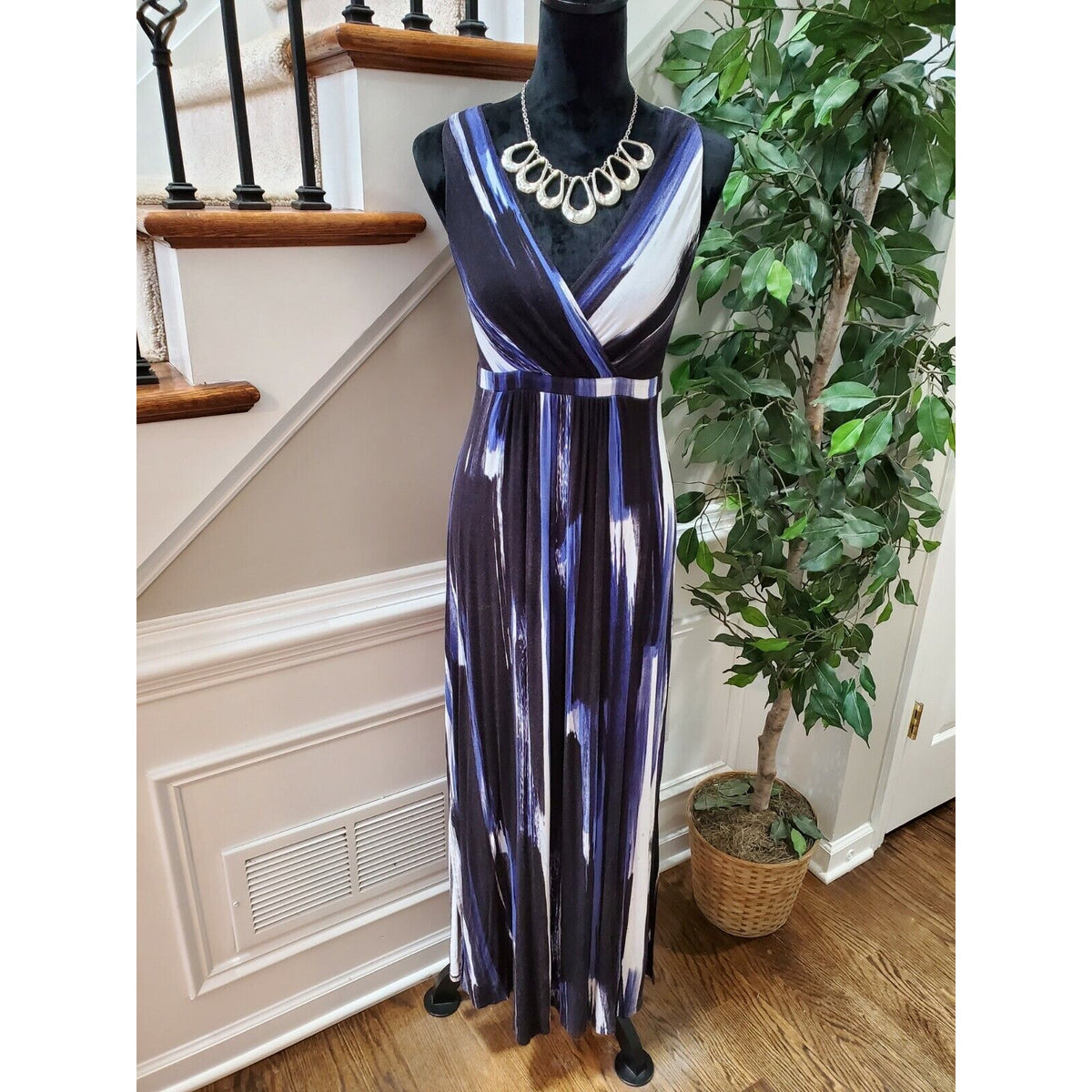 Matty M Women's Multicolor Rayon V-Neck Sleeveless Long Maxi Dress Size X-Small