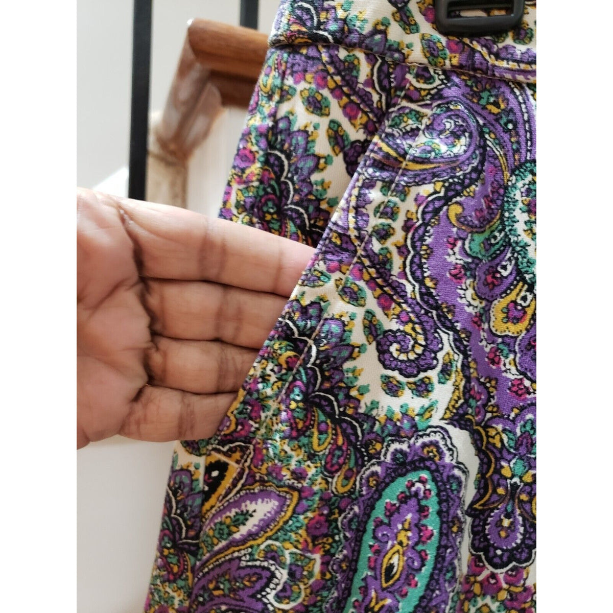 J. CREW City Fit Stretch Paisley Cotton Pockets Flat Front Casual Pants Size 0