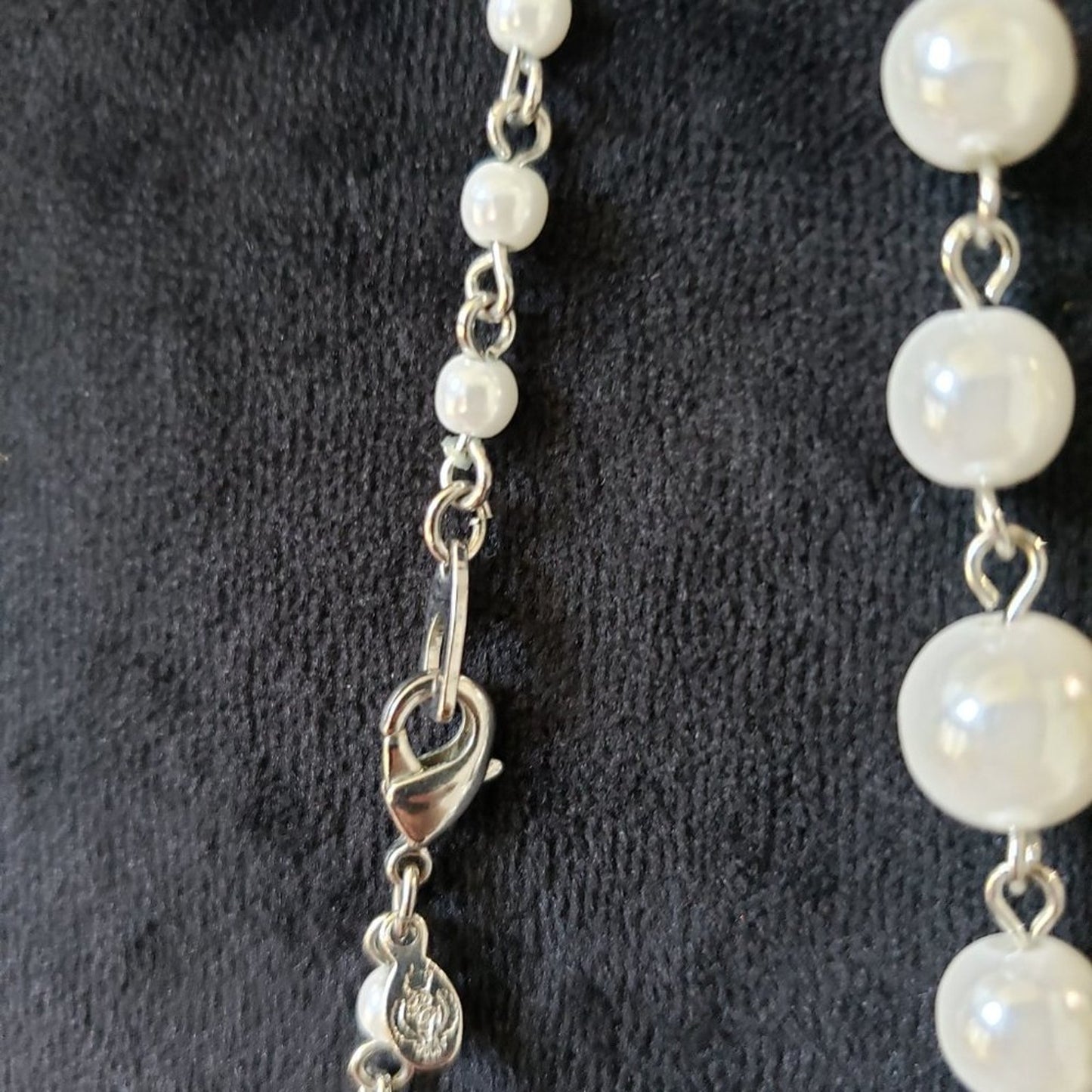 Women's White Round Beaded Long Link Chain Fashion Pendant Necklace