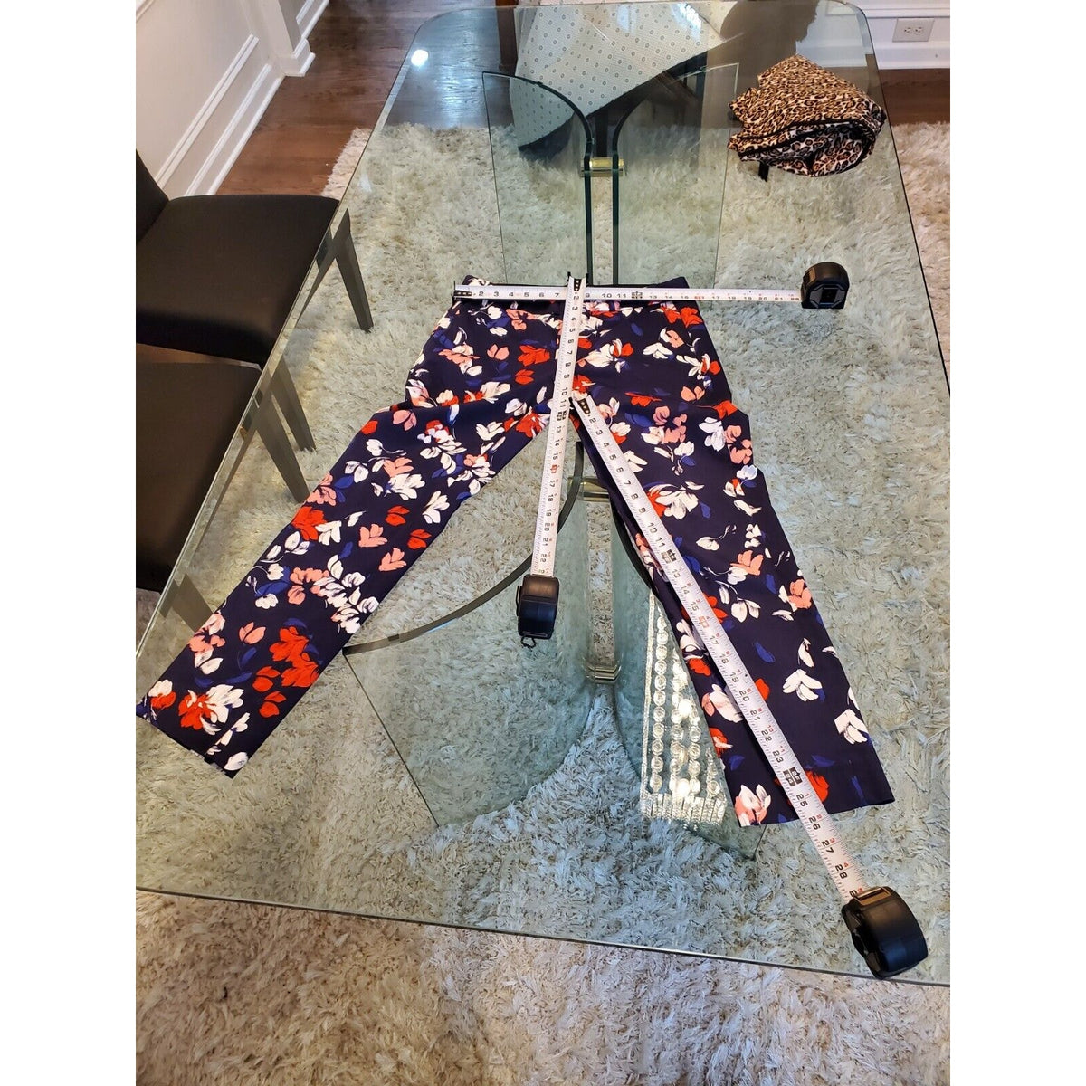 Banana Republic Women's Blue Floral Casual High Rise Straight Leg Pants Size 4