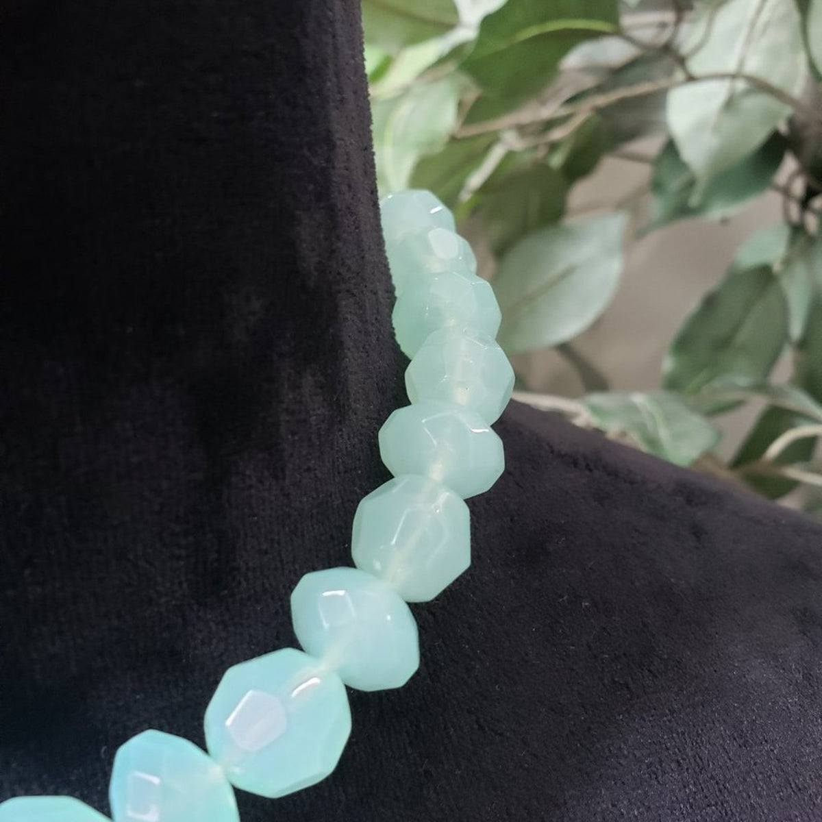Womens Fashion Sky Blue Rhinestone Beaded Choker Necklace