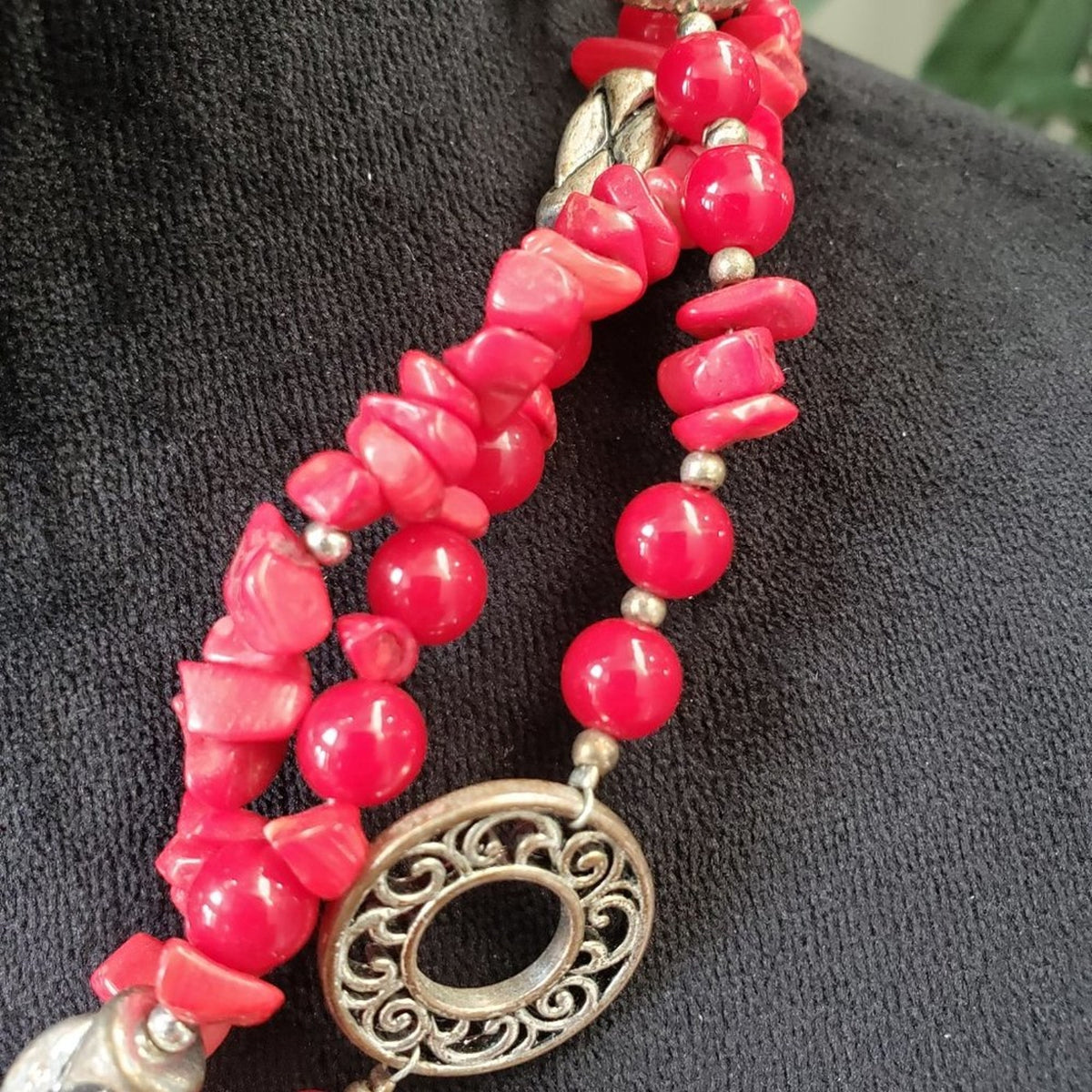 Womens Fashion Premier Design Firecracker Red Coral Beads Triple Strand Necklace