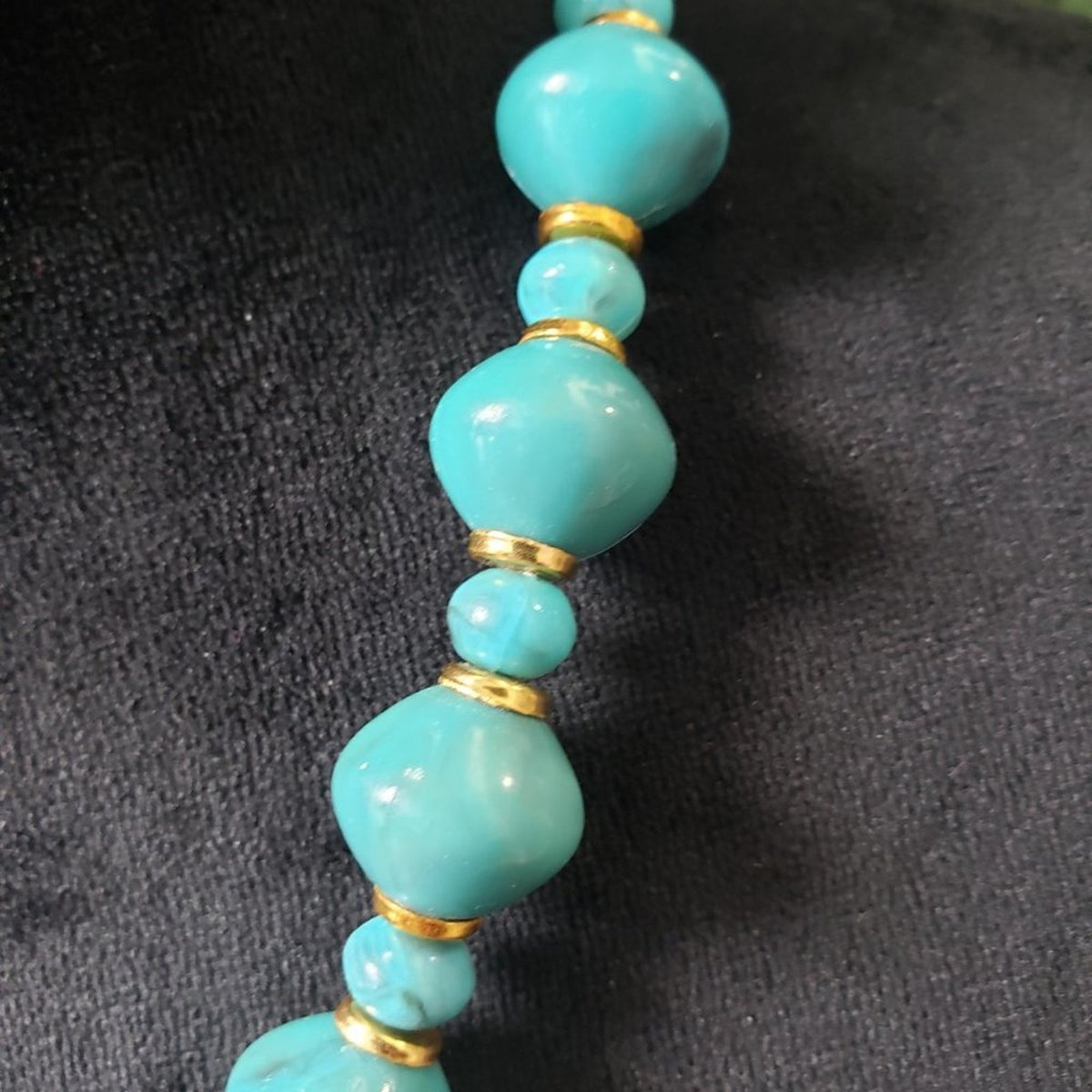 Women's Fashion Blue Turquoise Stone Beaded Collar Necklace with Lobster Clasp