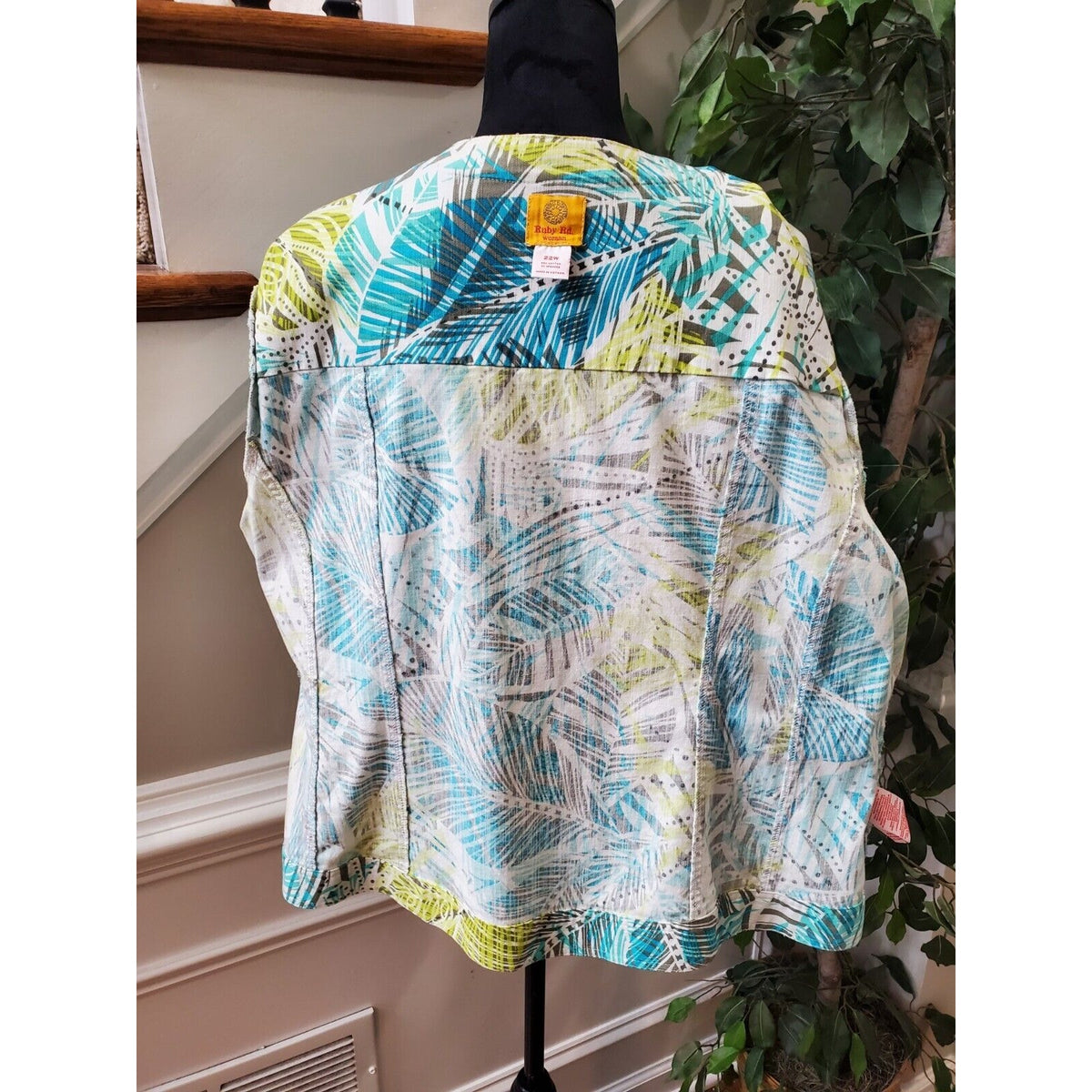 Ruby Rd. Women Multicolor Cotton Long Sleeve Button Front Jacket Blazer Size 22W