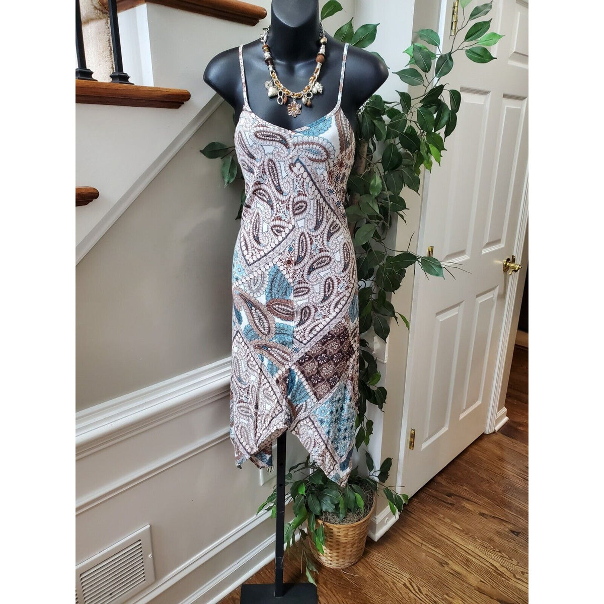 Altar's State Women Paisley Polyester Scoop Neck Sleeveless Knee Length Dress XS