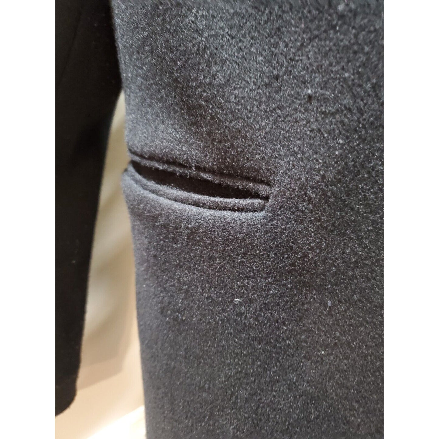 Nine West Women Black Wool Long Sleeve Buttons Front Casual Long Coat Size M