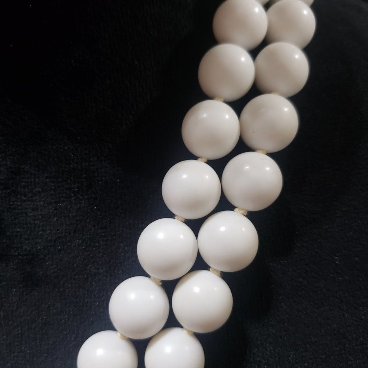 Womens Fashion White Double Strand Round Beaded Necklace with Lobster Clasp