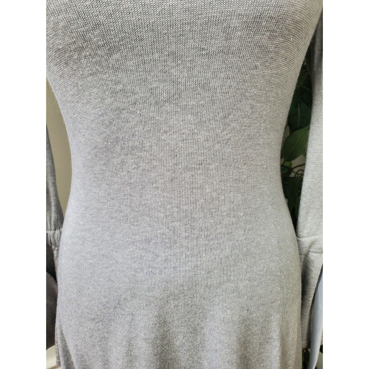 CeCe Women's Gray Cotton Round Neck Long Sleeve Casual Knee Length Dress Size XS