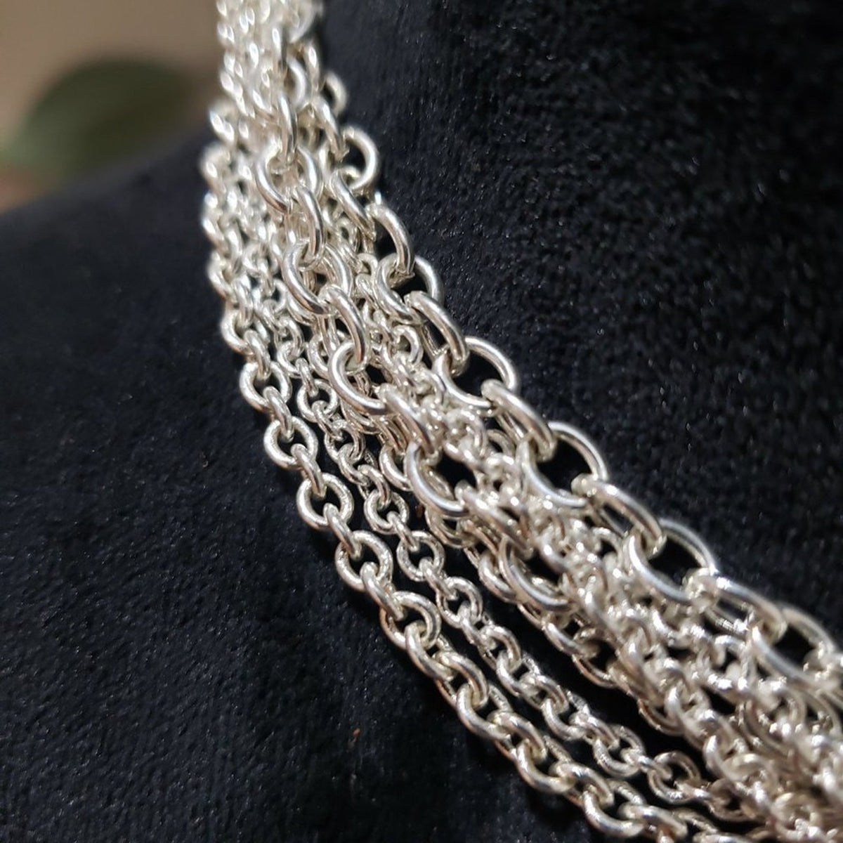 Women's Solid Multilayer Silver Link Chain Stylish Necklace