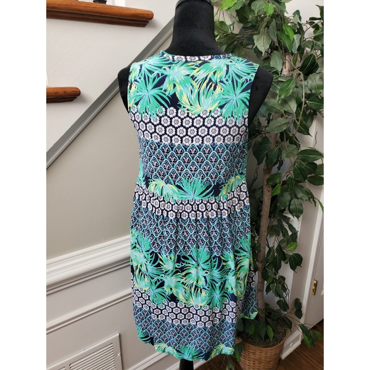 Old Navy Womens Multicolor Round Neck Sleeveless Drawstring Knee Length Dress S