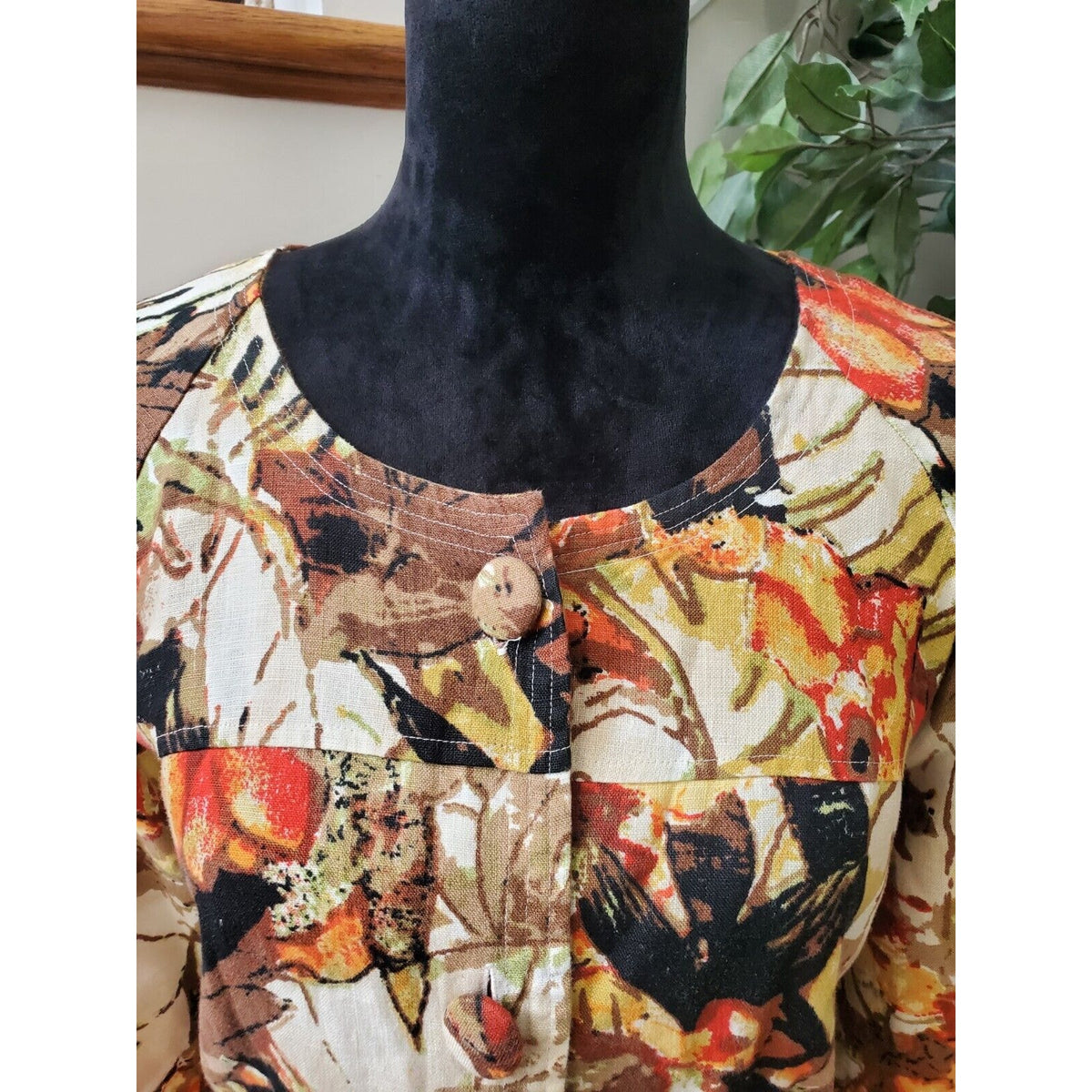 Choices Womens Multicolor Floral Long Sleeve Buttons Front Casual Jacket Size L