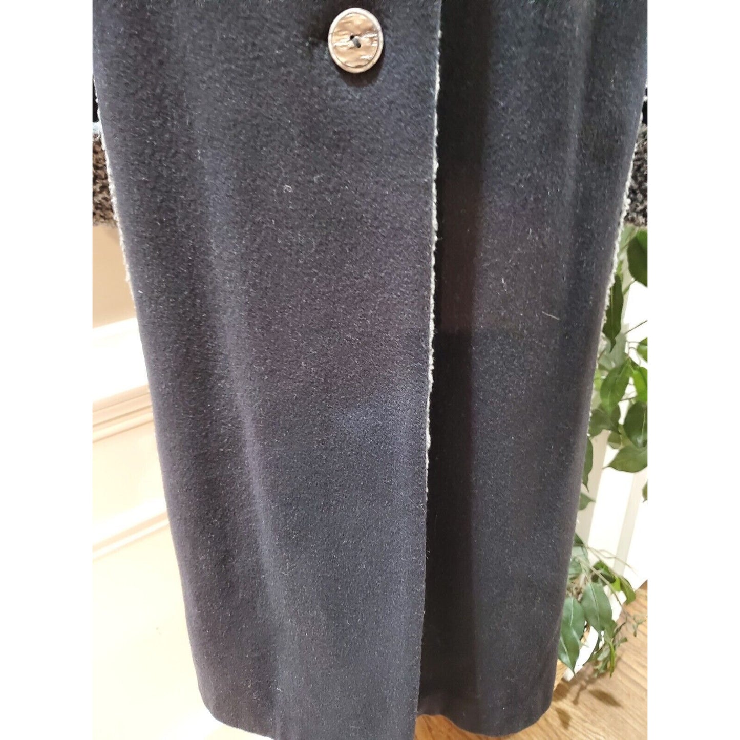 Vintage Madeline Women's Black Wool Long Sleeve Buttons Front Long Coat XL