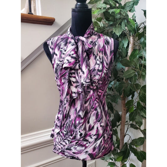 Bar III Women Multicolor Polyester Halter Neck Sleeveless Top Blouse Size Large