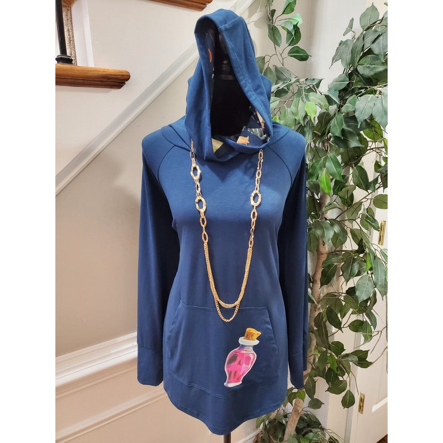 Lularoe Potion Blue Solid Polyester Long Sleeve Casual Hoodie Jacket Size XL