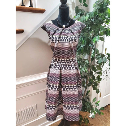 Mystic Women's Multicolor Polyester Round Neck Sleeveless Knee Length Dress 3X