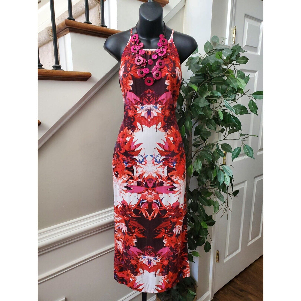A New Approach Women's Multicolor Round Neck Sleeveless Knee Length Dress Size 4