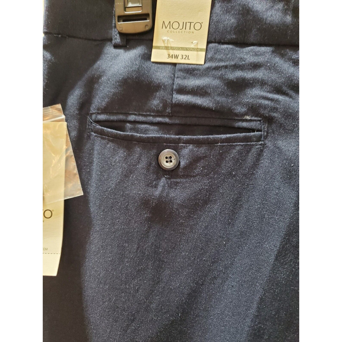 Mojito Collection Men's Blue Linen Blend Straight Fit Dress Pant Size 34W/32L