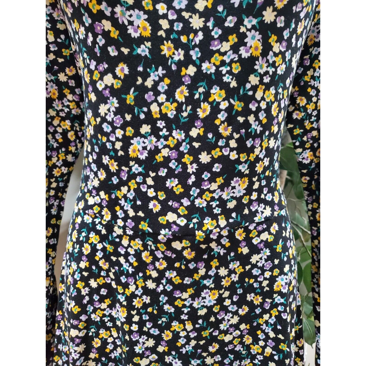 White Birch Women Black Floral Polyester Round Neck Long Sleeve Casual Romper 2X