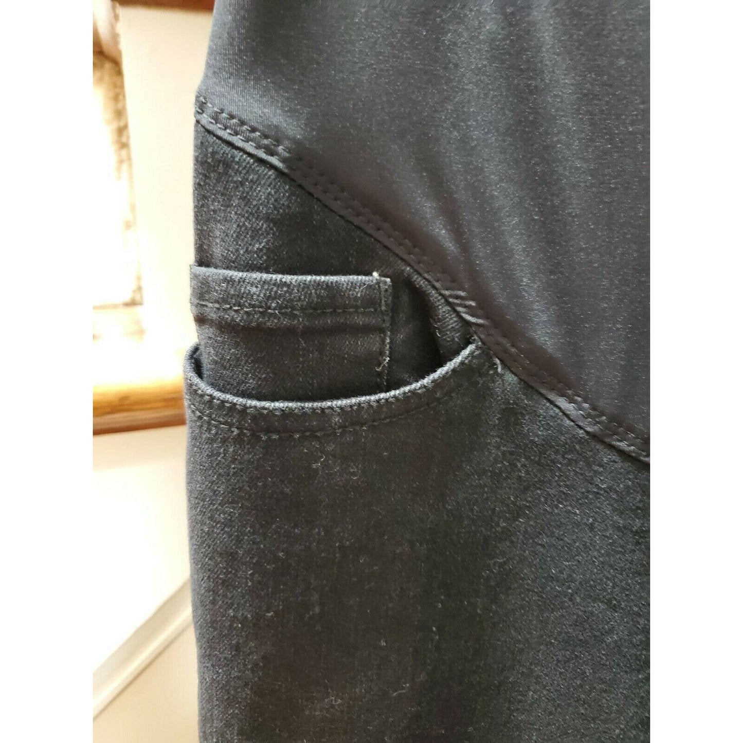 Tme and Tru Materni Black Cotton Mid Rise Comfort Waist Casual Pants Size Medium