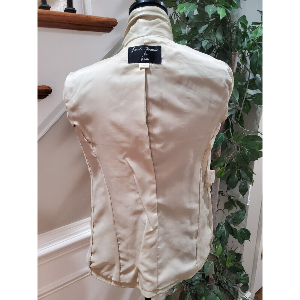 VTG First Avenue Beige Single Breasted One Button Leather Blazer Jacket Medium