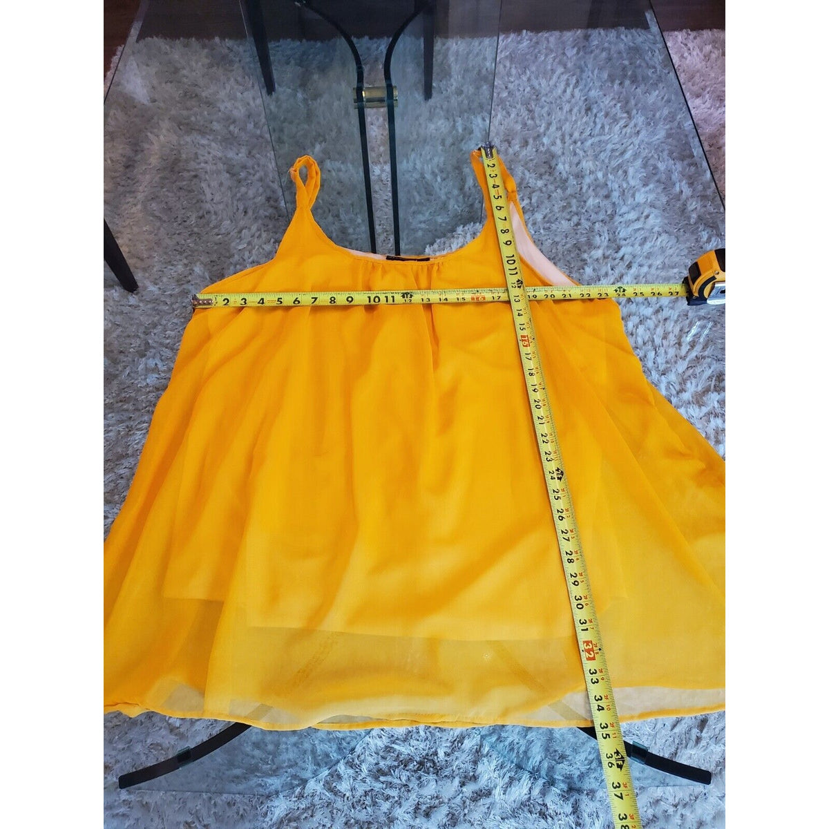 Jaquline Women Yellow Polyester Scoop Neck Sleeveless Casual Top Blouse Size 2X