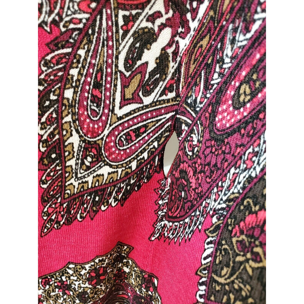 Cache Top Poncho Blouse Pink Paisley Knit Kimono Batwing Sleeves No Belt Size M