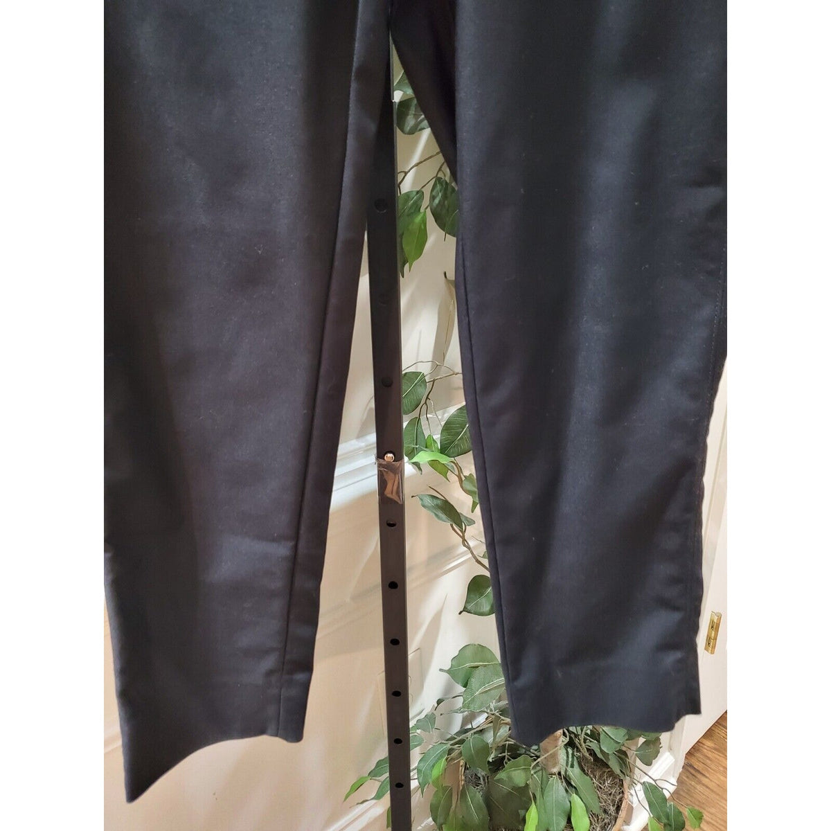 White House Black Market Women Black Cotton Straight Leg Belt Loops Pant Size 6R