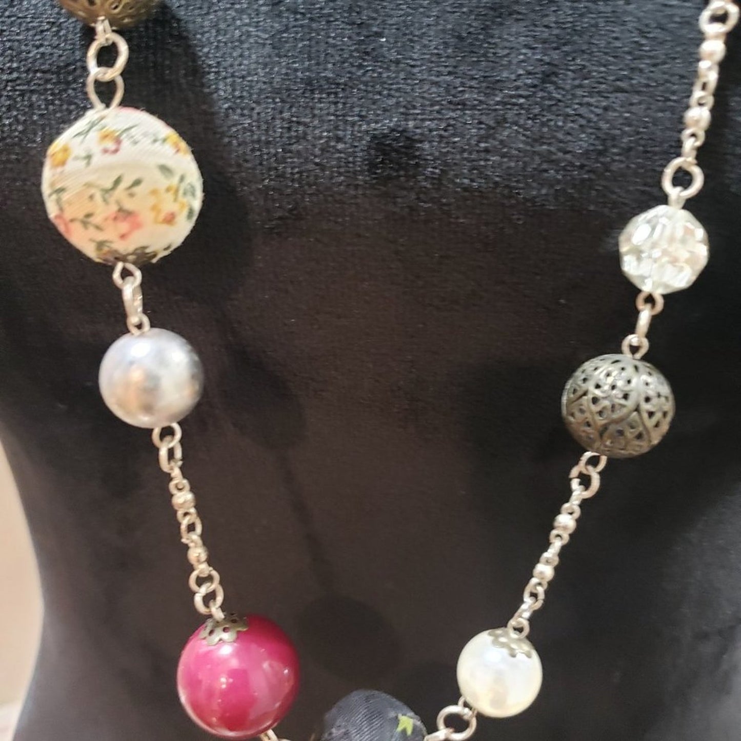 Womens Colorful Round Beaded Chain Long Fashion Jewelry Necklaces