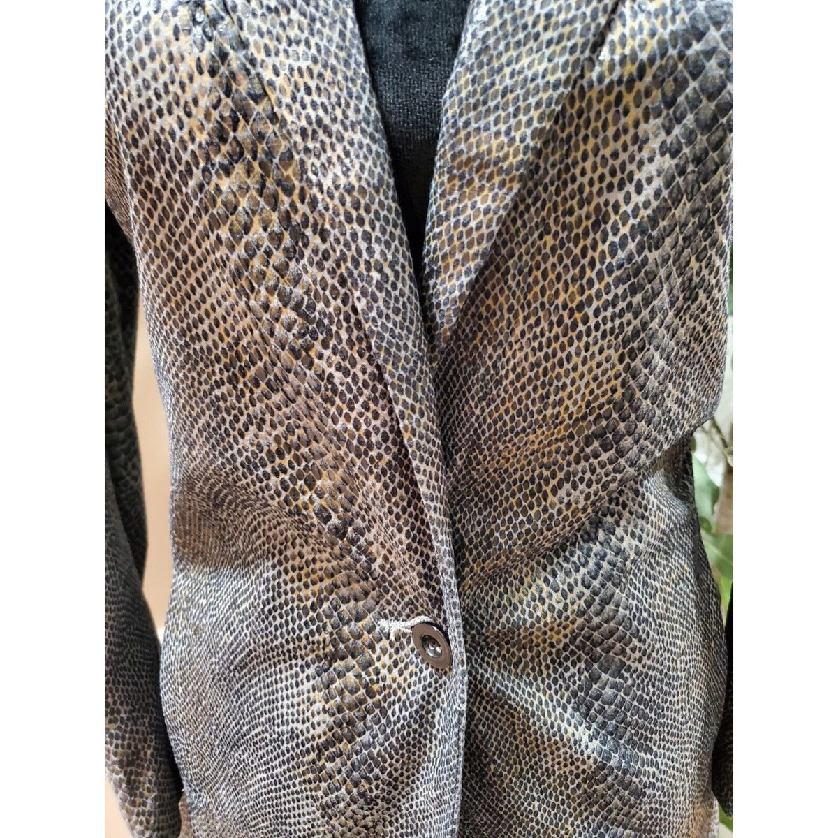 Cigliano Women Gray Polyester Single Breasted Long Sleeve Jacket Blazer Size 4