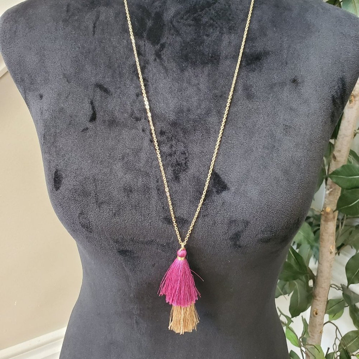 Womens Long Boho Tassel Gold Chain Vintage Statement Fringe Bohemian Necklace