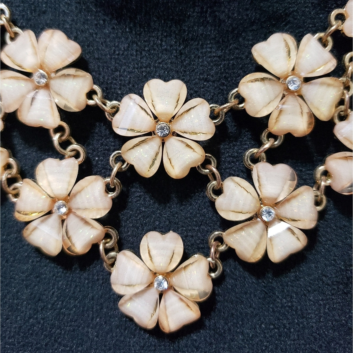 Beige Floral Statement Necklace