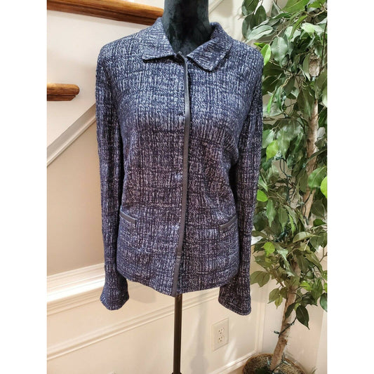Bloomingdale's Basler Women Blue Polyester Long Sleeve Casual Jacket Blazer 46