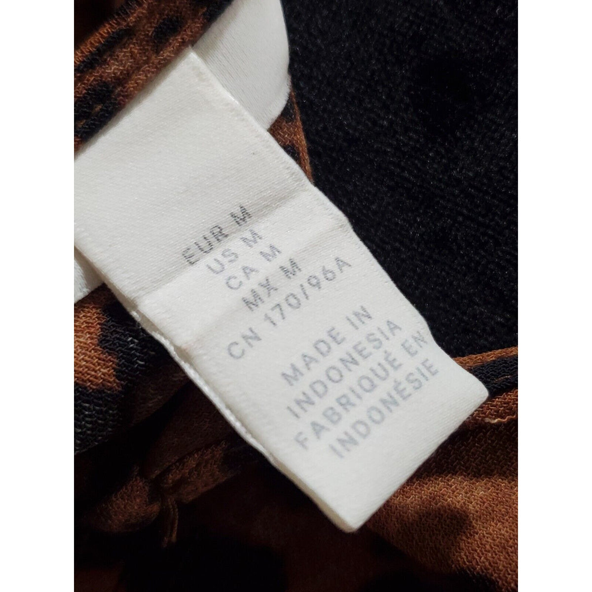 H&M Women's Brown & Black Polyester Round Neck Long Sleeve Knee Length Dress M