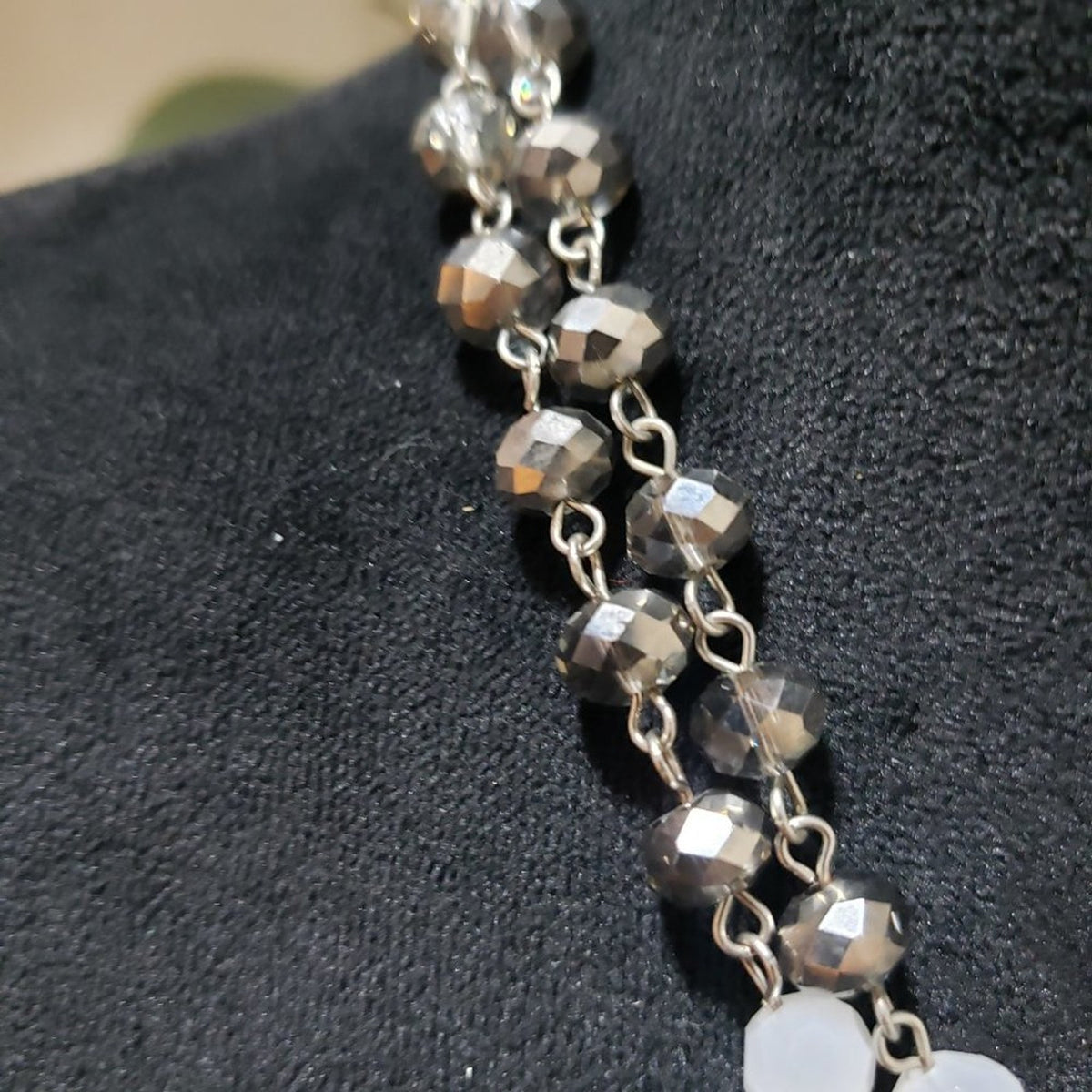 Womens Bohemian Beaded Crystal Two Strand Front Toggle Tassel Pendant Necklace
