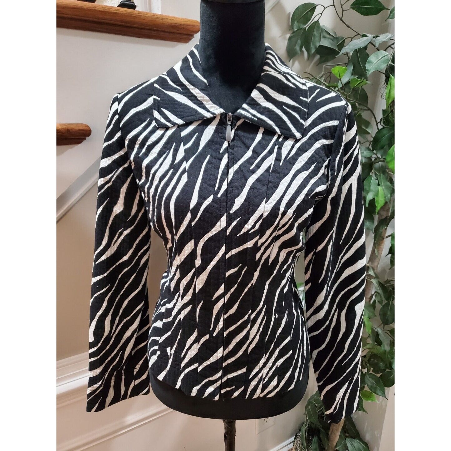 Requirements Women Black Cotton Long Sleeve Full Zip Front Casual Jacket Size S