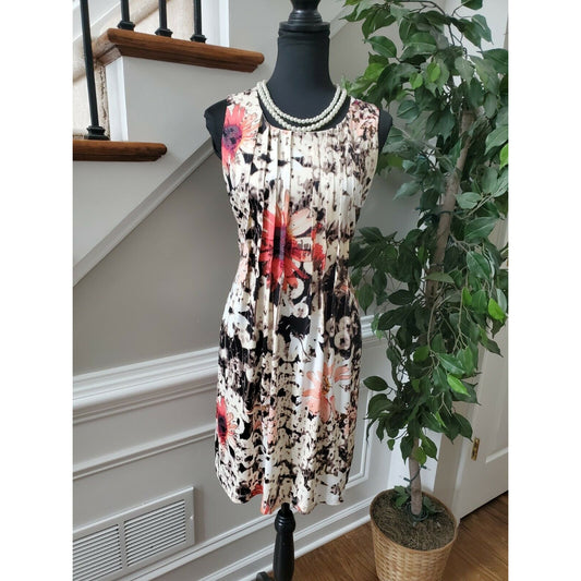 Perceptions Women Multicolor Polyester Sleeveless Scoop Neck Knee Length Dress