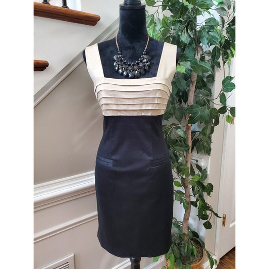 Maggy London Women's Black & Beige Square Neck Sleeveless Knee Length Dress 10P