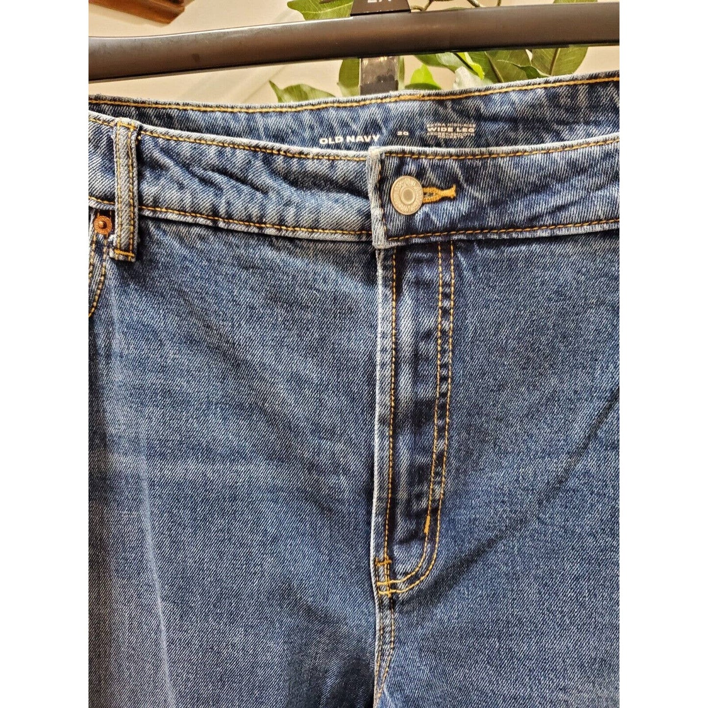 Old Navy Women's Blue Denim Cotton High Rise Wide Leg Zipper Jeans Pant Size 20