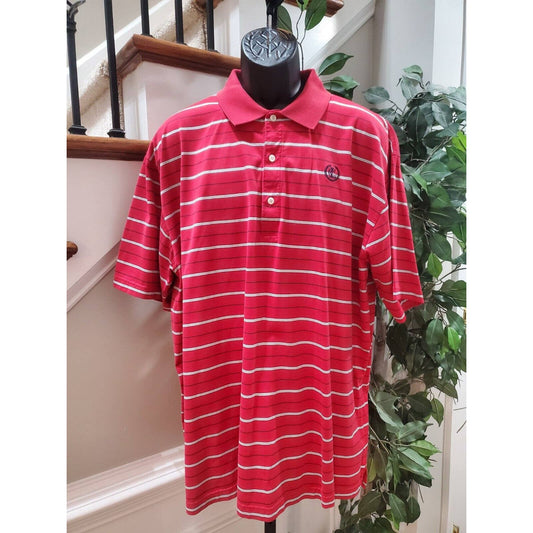 Greg Norman Men's Red 100% Cotton Striped Half Sleeve Casual Polo Shirt Size XL