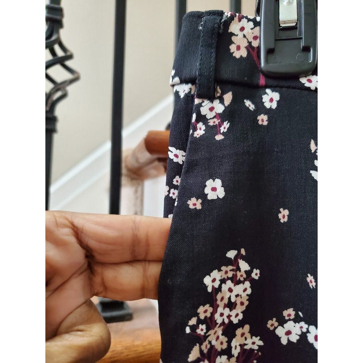 Jules & Leopold Womens Black Floral Rayon Mid Rise Straight Leg Casual Pant M